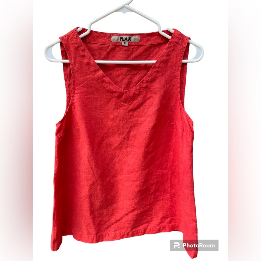 FLAX 100% Linen red orange tunic tank size P/small (4-6)